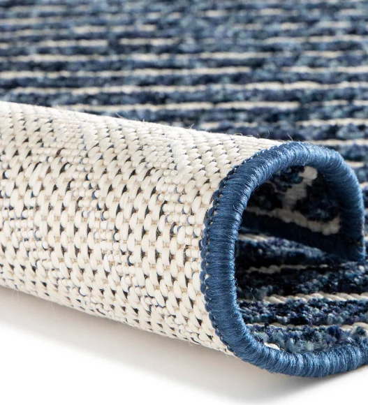 Teal Striped Pattern  Polypropylene Carpet, 160X230 cm