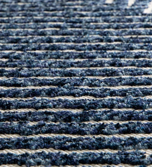 Teal Striped Pattern  Polypropylene Carpet, 160X230 cm