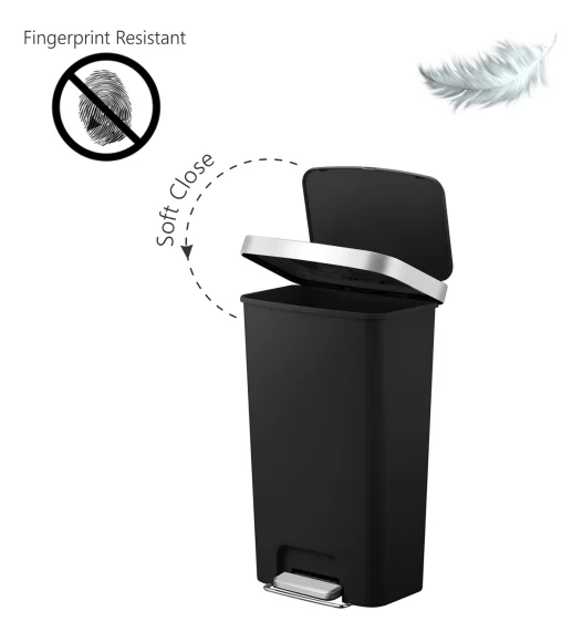 Eko 6266 Hana Eco Slim Stainless Steel Fingerprint Resistant Commercial Bin Black