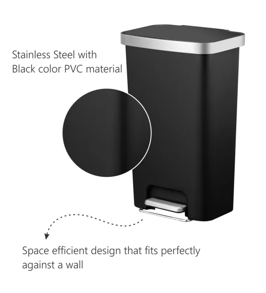 Eko 6266 Hana Eco Slim Stainless Steel Fingerprint Resistant Commercial Bin Black