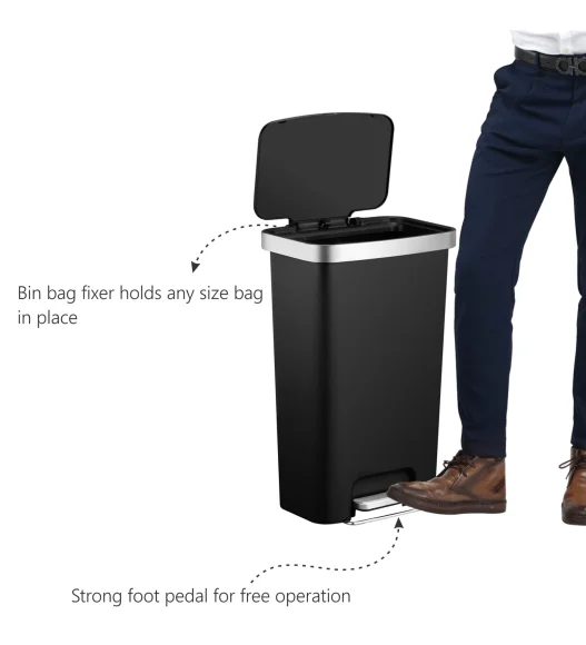 Eko 6266 Hana Eco Slim Stainless Steel Fingerprint Resistant Commercial Bin Black
