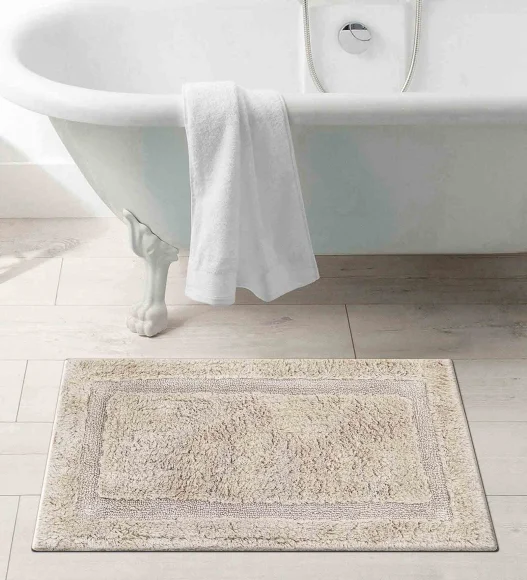Ozen Anti skid Cotton Bath Mat Beige