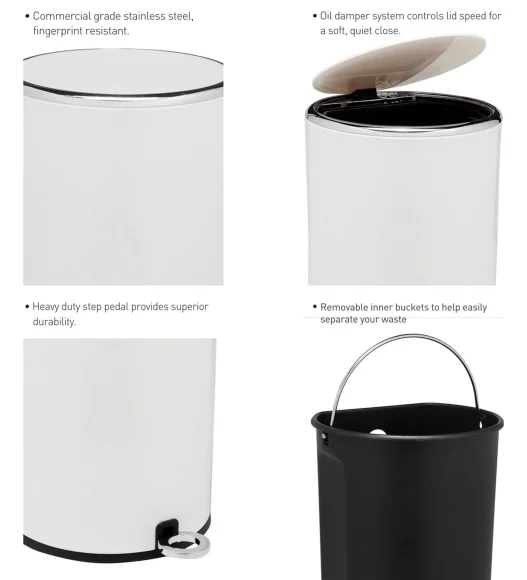 ANDAZ 6856 Fingerprint Resistant Step Bin White
