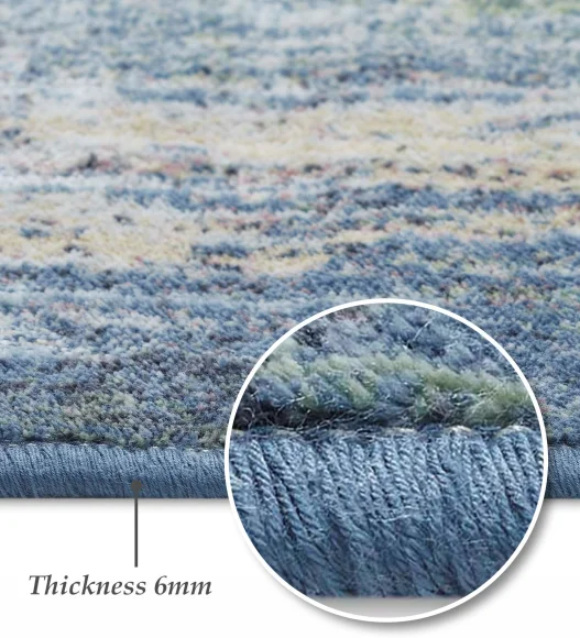 Blue Abstract Pattern  Viscose Carpet, 200x290 cm