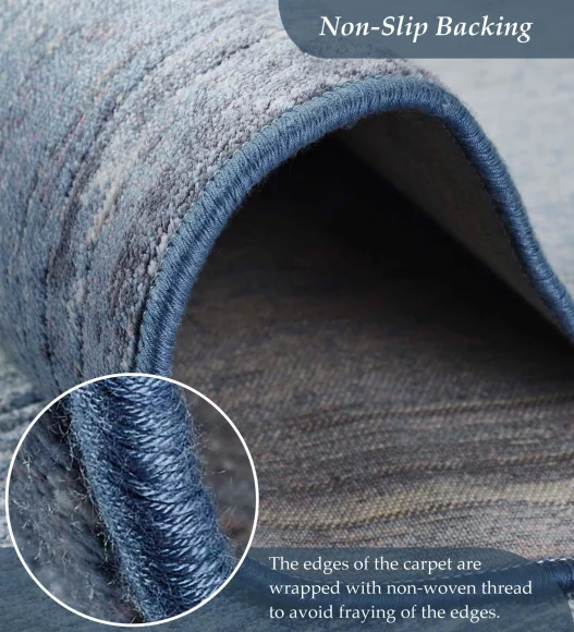 Blue Abstract Pattern  Viscose Carpet, 200x290 cm