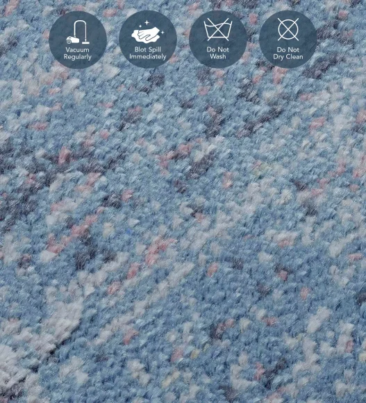 Blue Abstract Pattern  Viscose Carpet, 200x290 cm