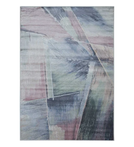 Blue and Pink Abstract Pattern  Viscose Carpet, 200x290 cm