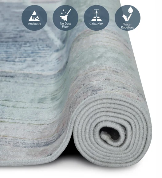 Blue and Pink Abstract Pattern  Viscose Carpet, 200x290 cm