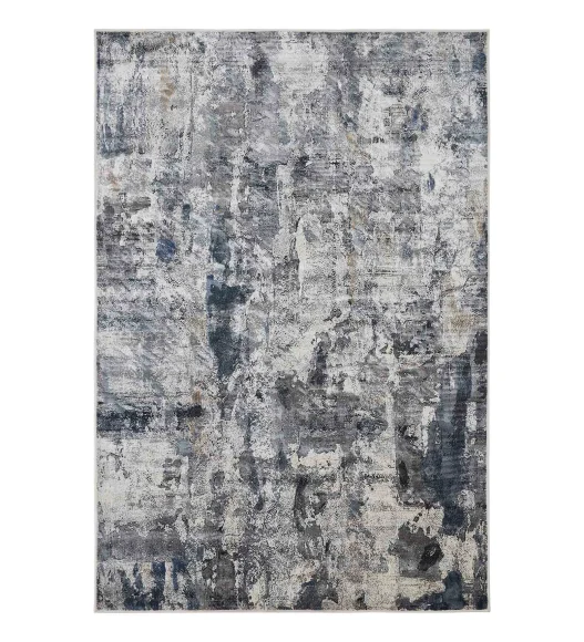Blue and Grey Abstract Pattern  Viscose Carpet, 200x290 cm