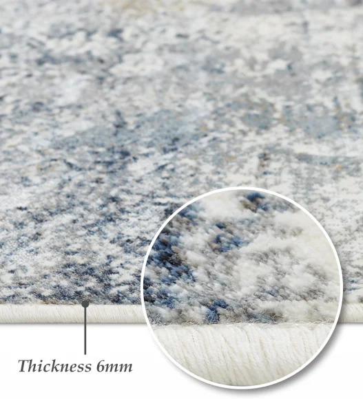 Blue and Grey Abstract Pattern  Viscose Carpet, 200x290 cm