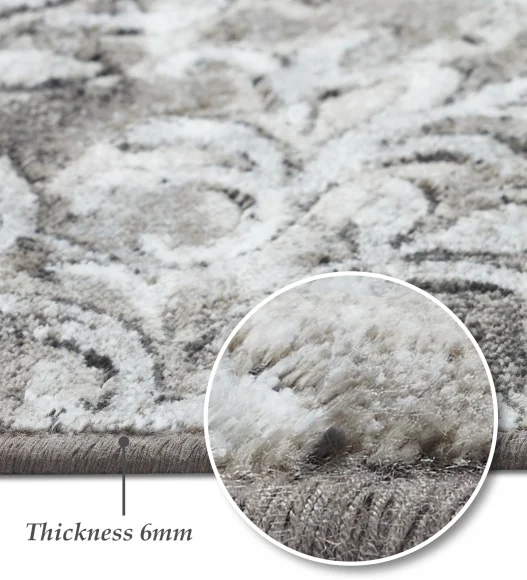 Grey Classical Pattern  Viscose Carpet, 200x290 cm
