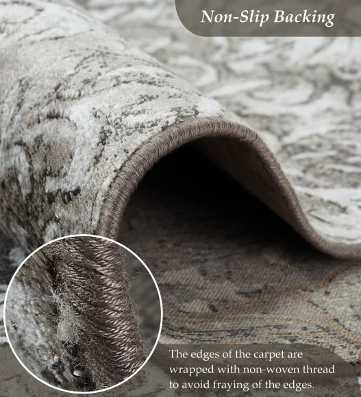 Grey Classical Pattern  Viscose Carpet, 200x290 cm
