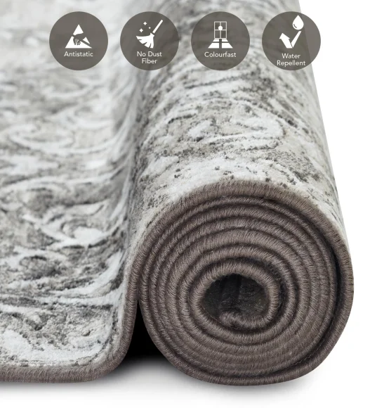 Grey Classical Pattern  Viscose Carpet, 200x290 cm