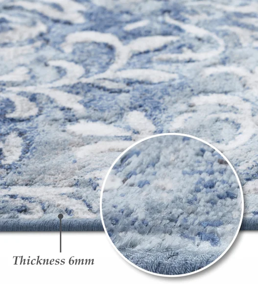 Blue Classical Pattern  Viscose Carpet, 200x290 cm
