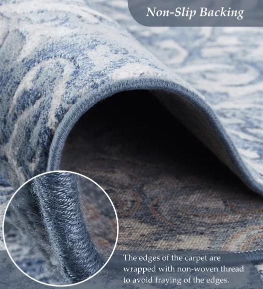 Blue Classical Pattern  Viscose Carpet, 200x290 cm