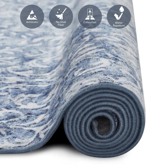 Blue Classical Pattern  Viscose Carpet, 200x290 cm