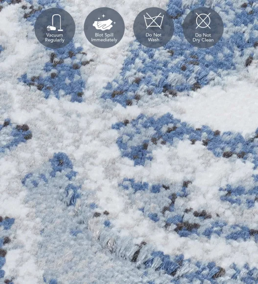 Blue Classical Pattern  Viscose Carpet, 200x290 cm