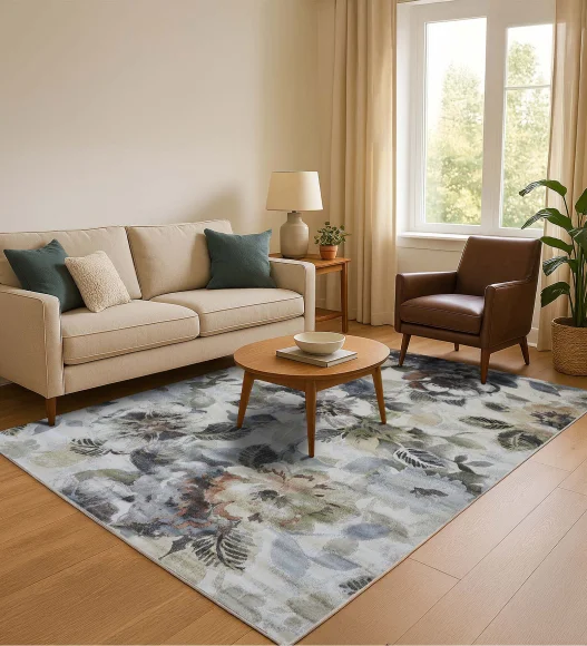 Multi Floral Pattern  Viscose Carpet, 200x290 cm