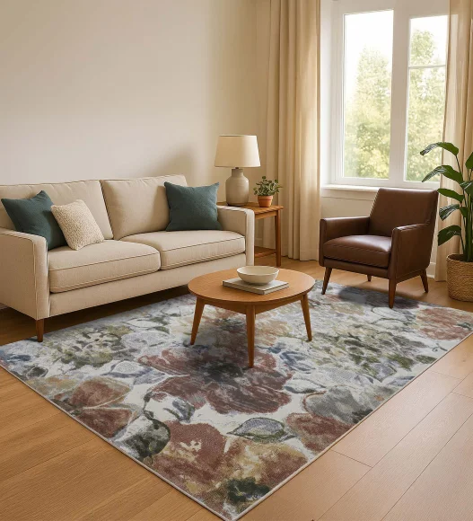 Multi Floral Pattern  Viscose Carpet, 200x290 cm