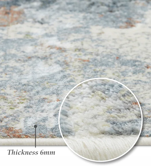 Blue and Cream Abstract Pattern  Viscose Carpet, 200x290 cm