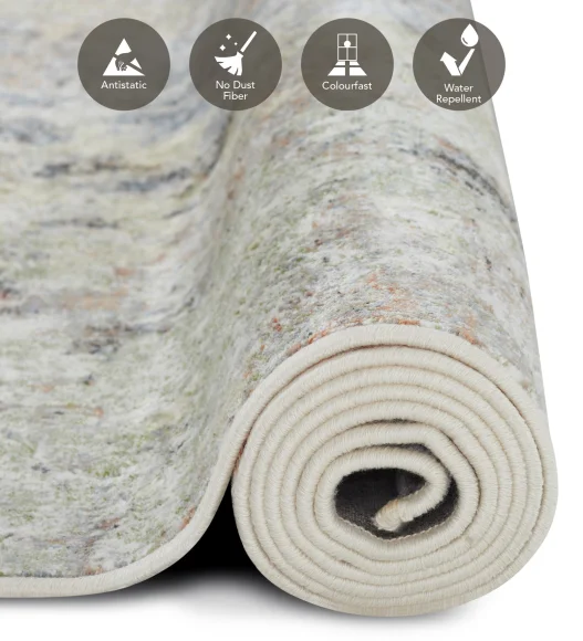 Blue and Cream Abstract Pattern  Viscose Carpet, 200x290 cm