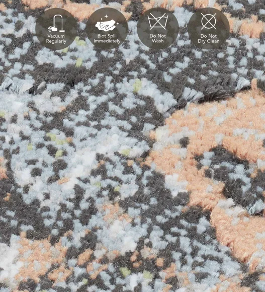 Blue and Cream Abstract Pattern  Viscose Carpet, 200x290 cm