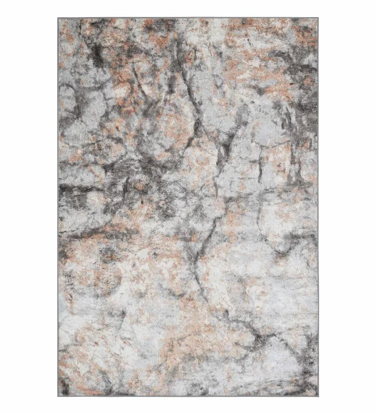 Cream and Grey Abstract Pattern  Viscose Carpet, 200x290 cm