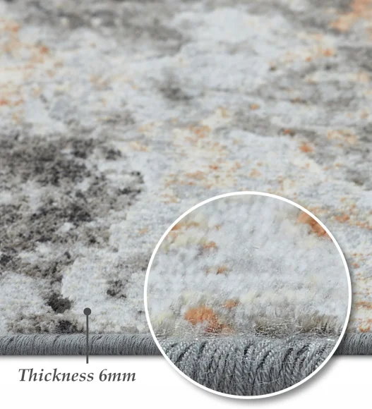 Cream and Grey Abstract Pattern  Viscose Carpet, 200x290 cm