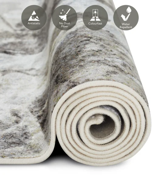 Charcoal and Blue Abstract Pattern  Viscose Carpet, 200x290 cm