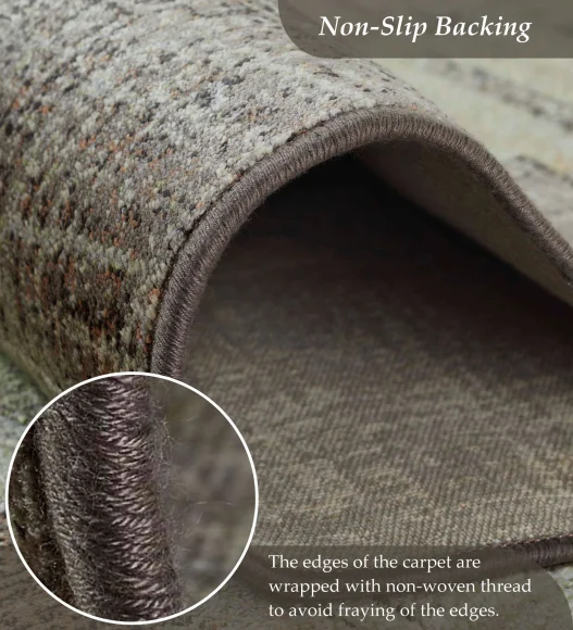 Olive and Rust Abstract Pattern  Viscose Carpet, 200x290 cm