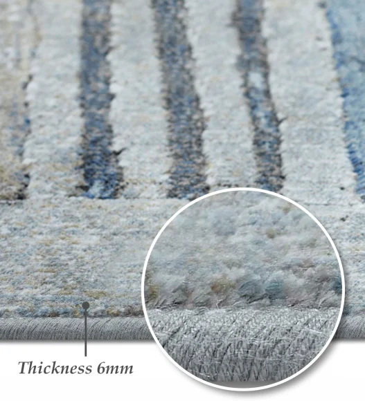 Blue and Brown Abstract Pattern  Viscose Carpet, 200x290 cm