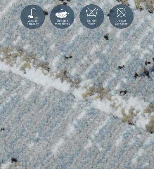 Blue and Brown Abstract Pattern  Viscose Carpet, 200x290 cm