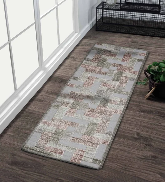 Genova Geometric Runner Cream and Grey