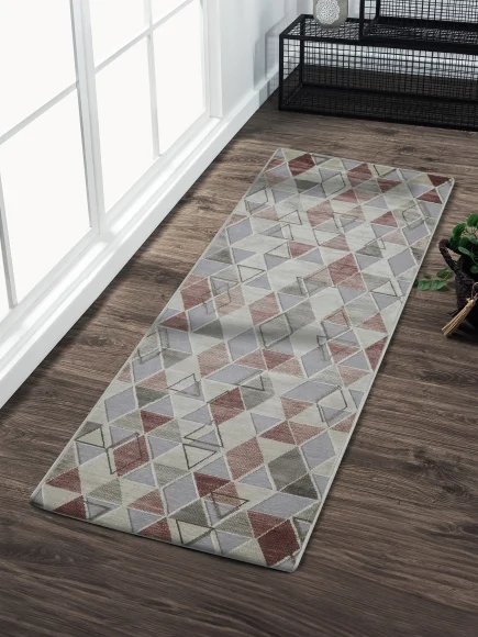 Genova Geometric Runner Cream and Red