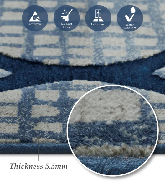 Genova Moroccan Runner Cream and Blue
