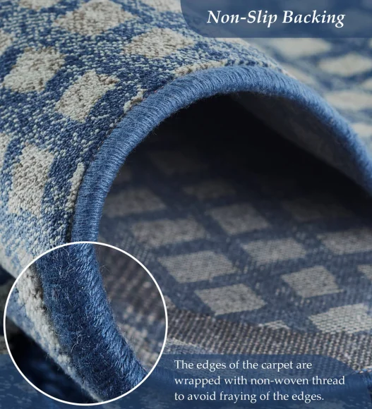 Genova Moroccan Runner Cream and Blue