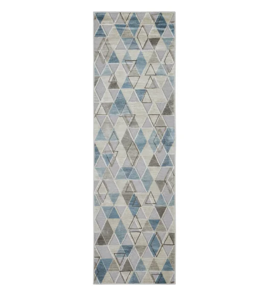 Genova Geometric Runner Cream and Blue