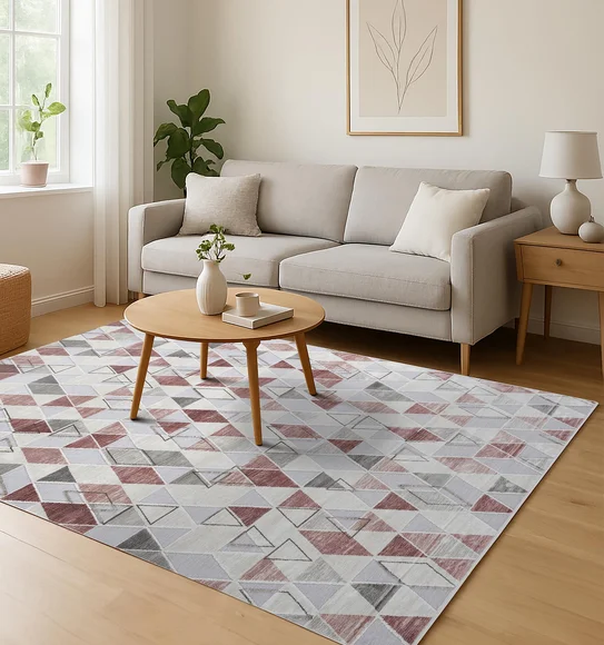 Genova Geometric Carpet Cream and Red