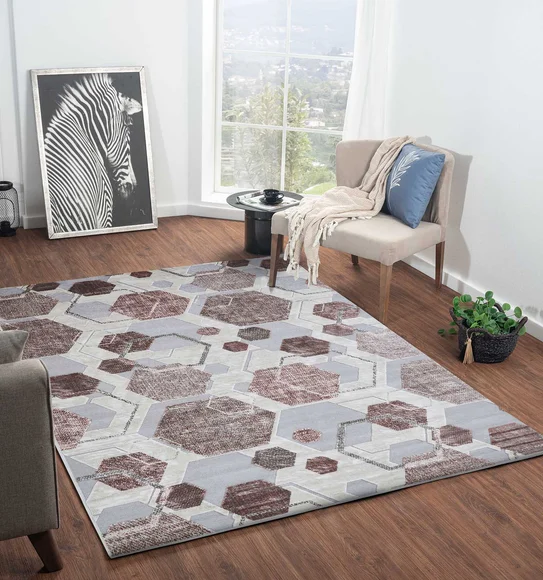 Genova Geometric Carpet Brown and Grey