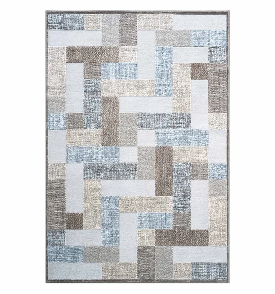 Genova Geometric Carpet Blue and Brown
