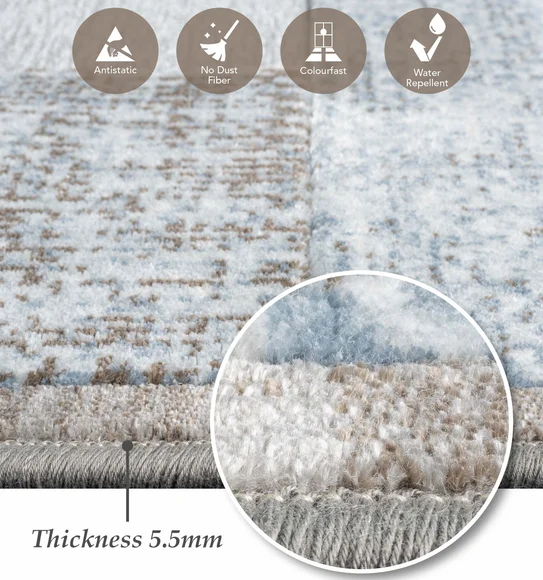 Genova Geometric Carpet Blue and Brown