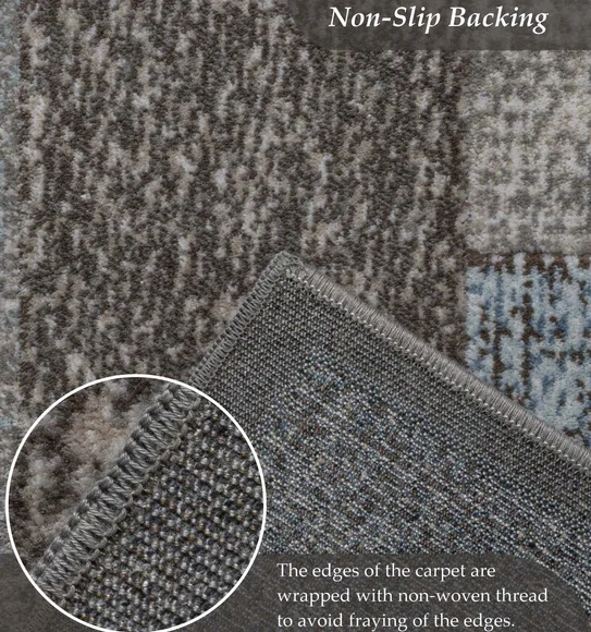 Genova Geometric Carpet Blue and Brown