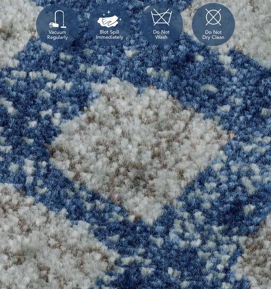 Genova Moroccan Carpet Cream and Blue