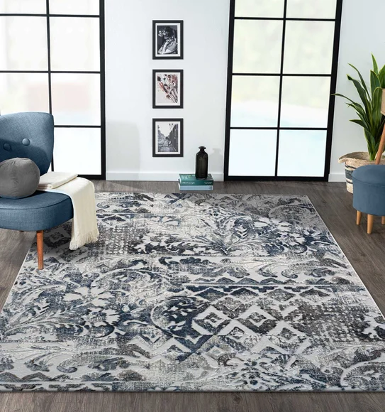 Genova Classical Carpet Cream and Blue