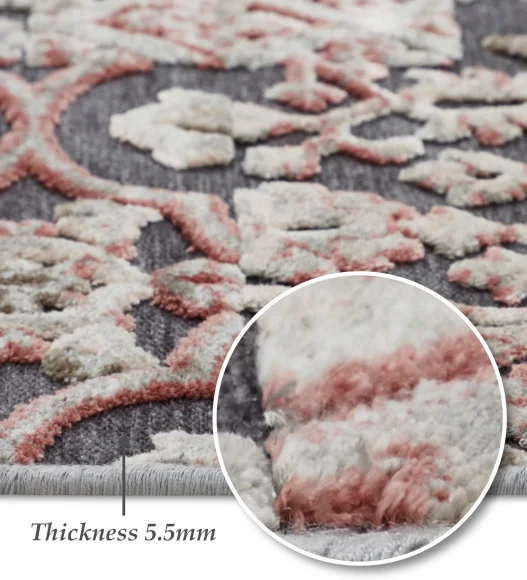 Cream and Grey Classical Viscose Carpet,200x290 cm