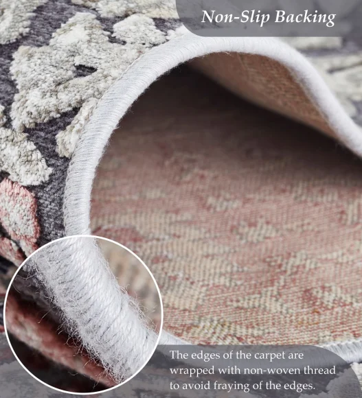 Cream and Grey Classical Viscose Carpet,200x290 cm