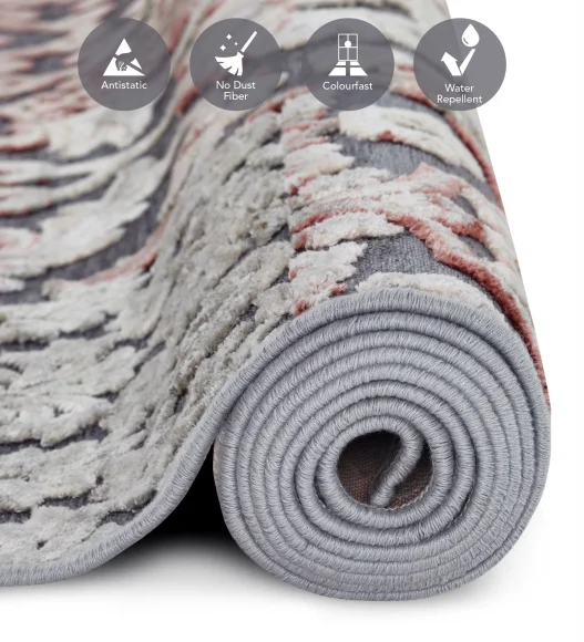 Cream and Grey Classical Viscose Carpet,200x290 cm
