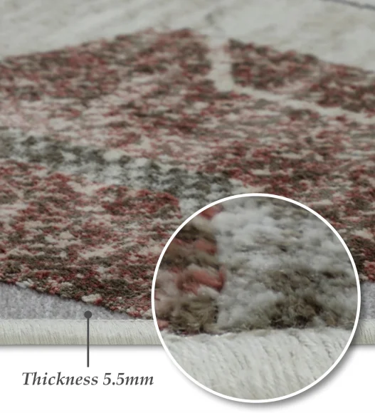 Brown and Grey Geometric Viscose Carpet,200x290 cm