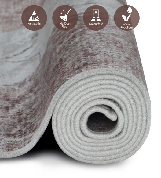 Brown and Grey Geometric Viscose Carpet,200x290 cm