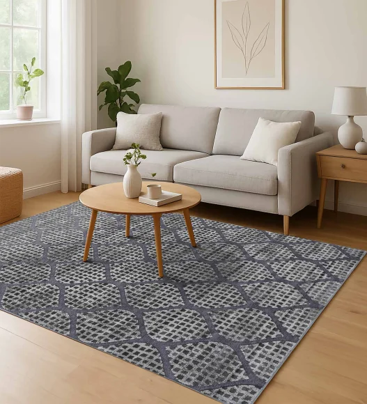 Cream and Grey Mororccan Viscose Carpet,200x290 cm